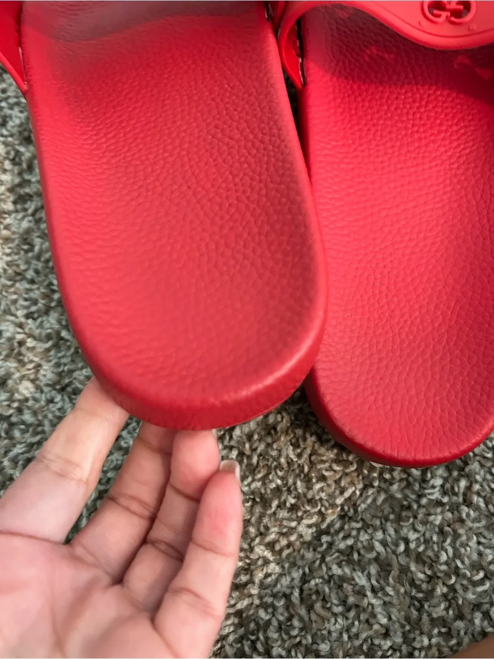 Gucci red rubber slides